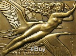 Rare Plaquette, Medaille Art Deco 1930, Armee De L'air, Par Raymond Delamarre, Femme