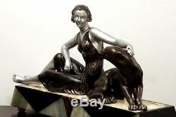 Rare Statue Art Deco Femme Panthere 1920/1930 Limousin