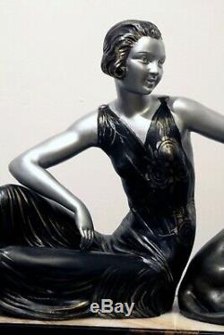 Rare Statue Art Deco Femme Panthere 1920/1930 Limousin