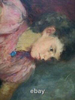 René Thomsen portrait huile sur toile Ecole de Paris jeune femme