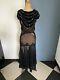 Robe Soirée Ancienne Art Deco 1920 /1930 Vintage Tulle Noire Pailletes Taille 38