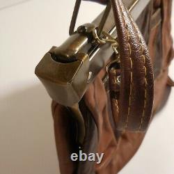 Sac à main bandoulière cuir bronze fait main femme vintage art déco France N4621