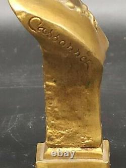 Sceau cachet en bronze signé CASSONNET représentant un buste de femme art déco