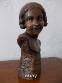 Sculpture ART DECO Buste de femme Terre Cuite Signée P. DUMONT (1920-1987)