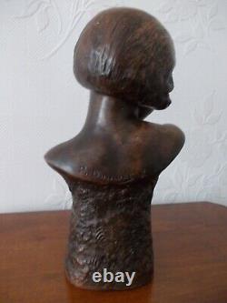 Sculpture ART DECO Buste de femme Terre Cuite Signée P. DUMONT (1920-1987)
