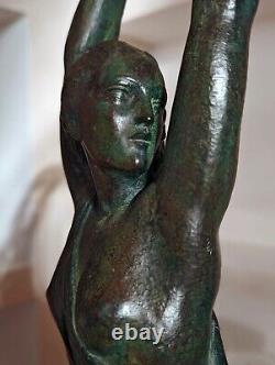 Sculpture Bronze Art Déco Femme Athlète Le Faguays Fayral Max Le Verrier