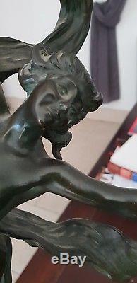 Sculpture Bronze Eugene Desire Piron 1875-1928 Femme Modern Art Deco Jugenstil