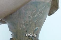 Sculpture Buste de femme Terre Cuite Signé Alfred Foretay art nouveau