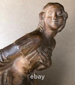 Sculpture Céramique Terre Cuite Fanny Rozet Femme Élégante À La Lettre Art Déco