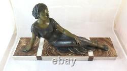 Sculpture En Bronze Art Déco Antique Signé Uriano Ugo Cipriani Femme BM4