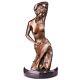 Sculpture Femme Nue Art Déco En Bronze Sur Un Marbre Noir D'après Milo