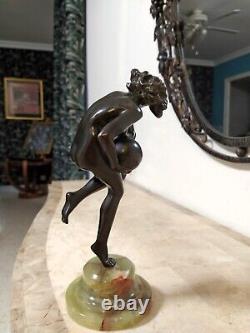 Sculpture Femme nue danseuse en bronze Art Déco DLG Claire Colinet 1920-1930