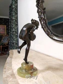 Sculpture Femme nue danseuse en bronze Art Déco DLG Claire Colinet 1920-1930