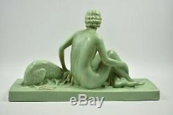 Sculpture années 1920 Femme au lévrier Lemanceau