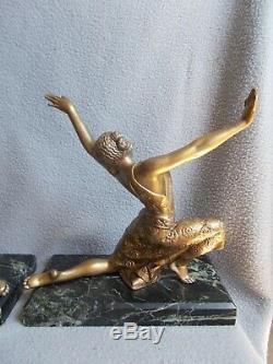 Sculpture art deco 1930 statuette femme danseuse statue en regule couleur bronze