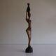 Sculpture Bois Statuette Femme Africaine Fait Main Art Déco Ethnique Design Xxe