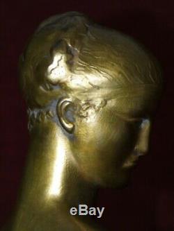 Sculpture bronze jeune femme(Artémis)au lévrierR. Rivoire 1930 Art-Déco