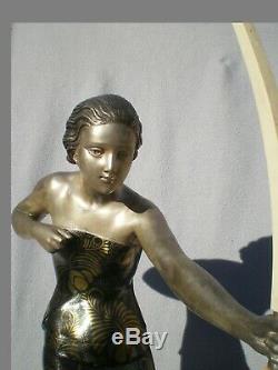 Sculpture femme archer art deco URIANO chryséléphantine statue antique woman 30s