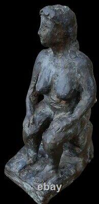 Sculpture nu féminin signé Gérard COZE terre cuite Pau nude lady femme nue XX