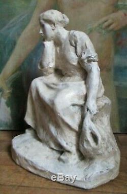 Sculpture statue A. Finot (1876-1947) Nancy Femme au Baluchon Era Wittmann Degas