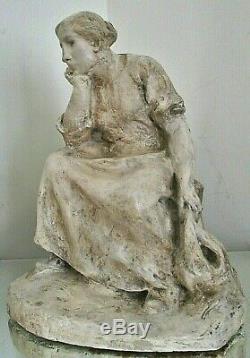 Sculpture statue A. Finot (1876-1947) Nancy Femme au Baluchon Era Wittmann Degas