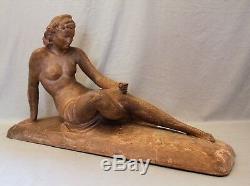Sculpture terre cuite époque art déco femme nue