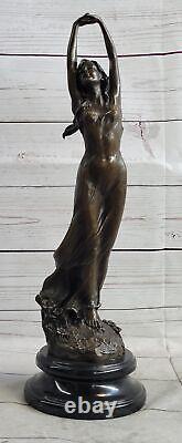 Signée Milo Style Art Nouveau Nu Femme Awakening Bronze Sculpture Déco Solde