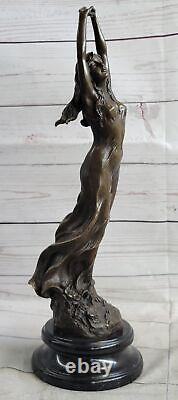 Signée Milo Style Art Nouveau Nu Femme Awakening Bronze Sculpture Déco Solde