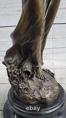 Signée Milo Style Art Nouveau Nu Femme Awakening Bronze Sculpture Déco Solde