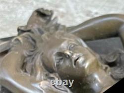 Signée Original Mavchi Chair Femme Daydreaming Bronze Sculpture Art Deco