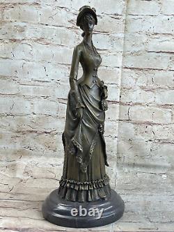 Signée Original Vitaleh 1920 Art Déco Style Femme Bronze Sculpture Figurine