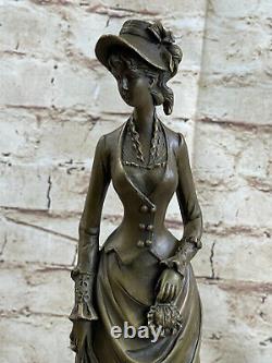 Signée Original Vitaleh 1920 Art Déco Style Femme Bronze Sculpture Figurine