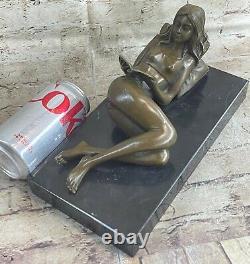 Signée Preiss Chair Femme Bronze Sculpture Figurine Art Déco Érotique Sexy