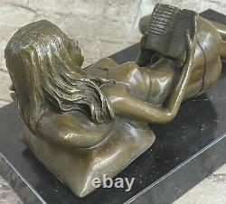 Signée Preiss Chair Femme Bronze Sculpture Figurine Art Déco Érotique Sexy