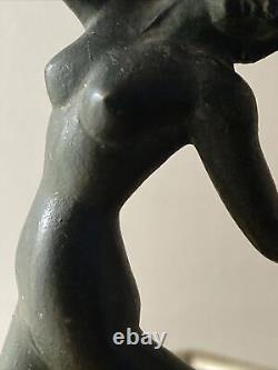 Statue Bronze Art Déco Femme Nue Danseuse Marbre