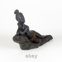 Statue Femme Africaine Vintage Années 1950 African Woman Sculpture Art Déco