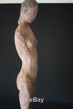 Statue Femme Nue Béton Terre Cuite Art Déco Art Moderne 1951 XX 20th 64 cm