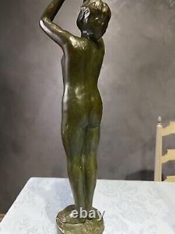 Statue femme Bronze art déco. Yonejiichi Sculpteur Japon 1930. YONEJIICHI