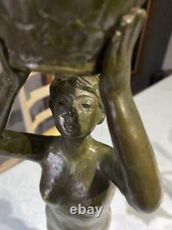 Statue femme Bronze art déco. Yonejiichi Sculpteur Japon 1930. YONEJIICHI