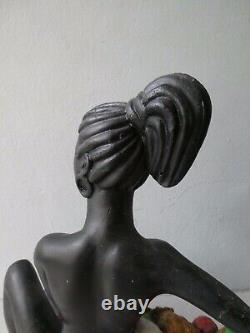 Statue, femme africaine en plâtre, années 50, Art Deco, africaniste
