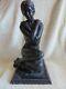 Statue Femme Bras Croisés Style Art Deco Bronze Massif