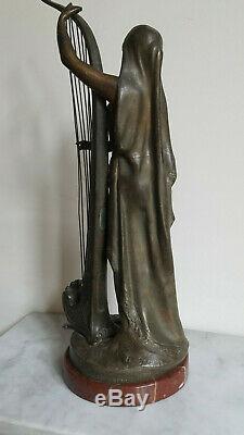 Statue sculpture femme bronze art déco signée Théophile Somme style leverrier