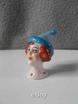Statuette tête femme chapeau demi figurine art deco 1920 en porcelaine half doll