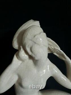 Sujet céramique craquelée femme GENVANE 1930 Art Déco