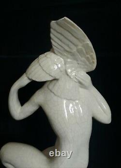 Sujet céramique craquelée femme GENVANE 1930 Art Déco