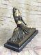 Superbe Antique Art Déco Bronze De Un Danseuse Femme Signée Décor Ouvre Nr