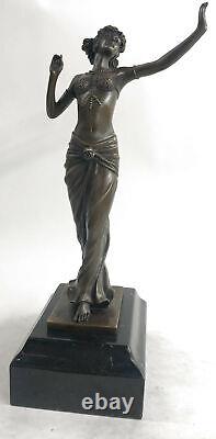 Superbe Style Vintage Femme Art Déco Bronze Métal Statue Sculpture Fonte Affaire