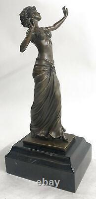 Superbe Style Vintage Femme Art Déco Bronze Métal Statue Sculpture Fonte Affaire