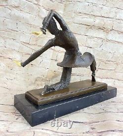 Superbe Vintage Art Déco Bronze De Un Danseuse Femme Signée Superbe