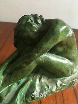 Superbe sculpture bronze femme art déco signée